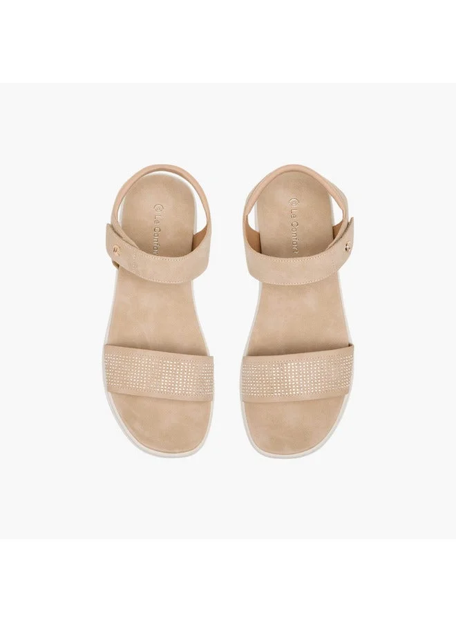 Le Confort Women Embellished Comfort Sandals with Hook and Loop Closure