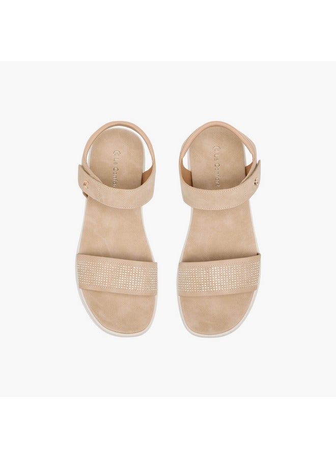 Le Confort Women Embellished Comfort Sandals with Hook and Loop Closure - Image 2