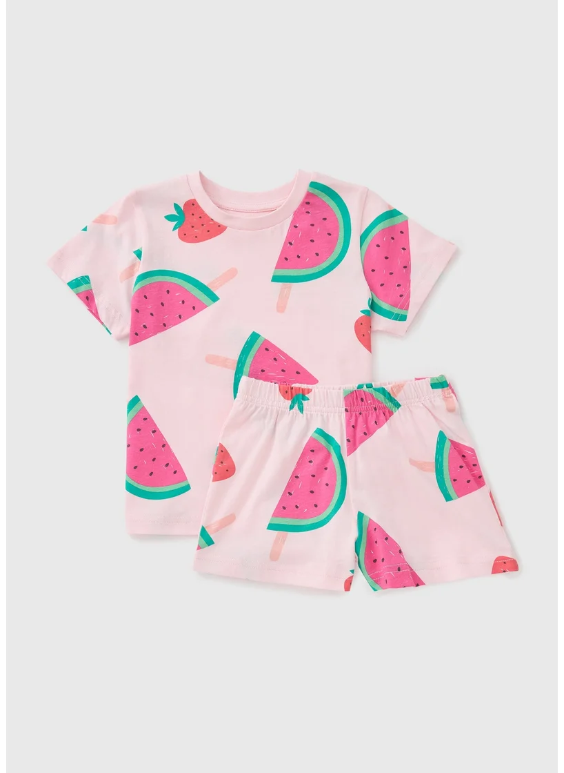 Matalan Girls Pink Watermelon Pyjama Set
