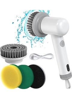 Electric Spin Scrubber Cordless Cleaning Brush Rotating Scrubber -5 Brush  Heads