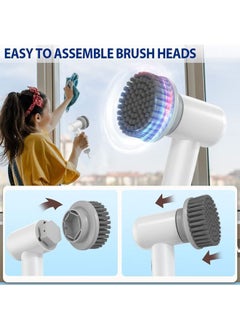 Arabest Electric Spin Scrubber, Cordless Electric Cleaning Brush for Bathroom, 2 Rotating Speeds, 4 Replaceable Brush Heads, Portable Handheld Scrubber for Cleaning Kitchen, Dish, Bathtub, Sink, Wall  - Image 2