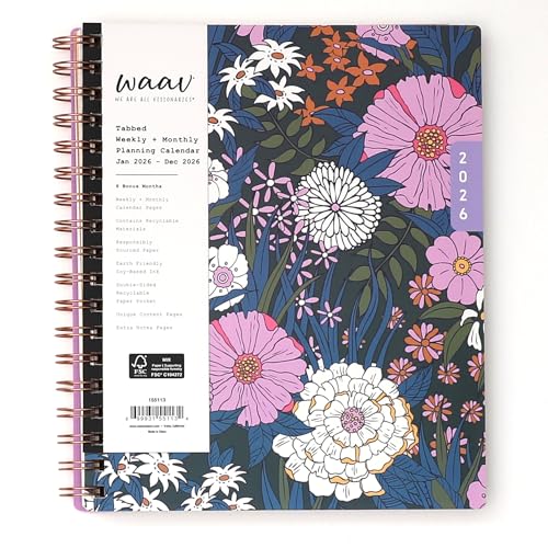 Blue Sky WAAV 2026 Weekly and Monthly Planner Calendar January 2026 December 2026 7 x 9 Flexible Cover Durable Twin Wire Binding Laminated Tabs Storage Pocket Bailey - Image 1