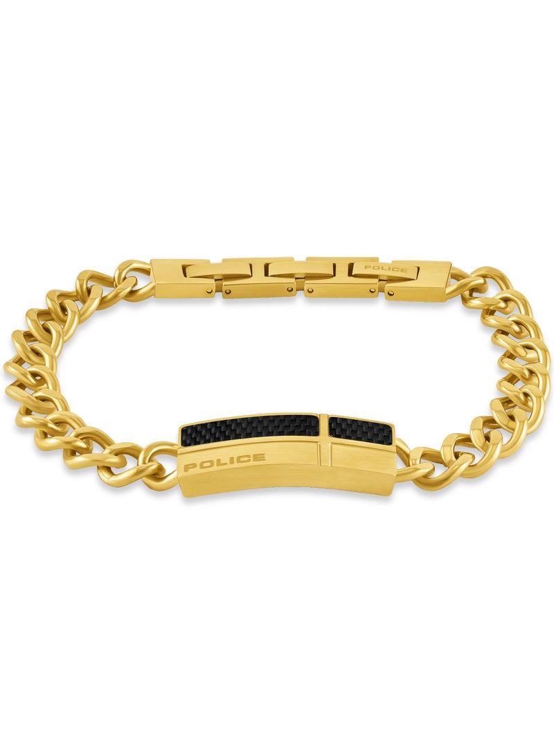POLICE Fiberskin Gold Plated Stainless Steel Chain Bracelet for Men - Image 1
