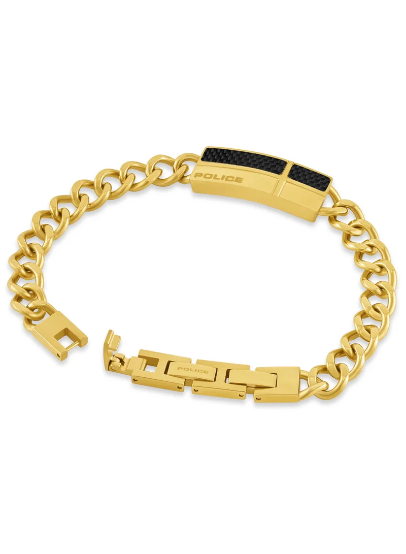 بوليس Fiberskin Gold Plated Stainless Steel Chain Bracelet for Men