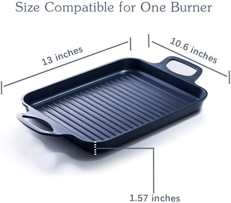 S·KITCHN Nonstick Grill Pan, Induction Stove Top Grill Plate, Glass Grilling Pan for Indoor, Gas Range Grill Panel/Skillet - Image 5