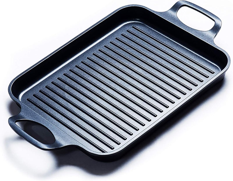 S·KITCHN Nonstick Grill Pan, Induction Stove Top Grill Plate, Glass Grilling Pan for Indoor, Gas Range Grill Panel/Skillet - Image 1
