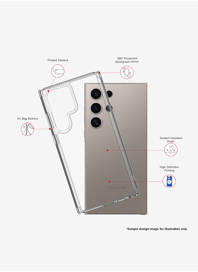 Stylizedd - Classic Clear Case for Samsung Galaxy S24 Ultra , Hybrid Soft Case Flexible Edges Anti Drop TPU PC Gel Thin Transparent Cover - Wow - Image 1
