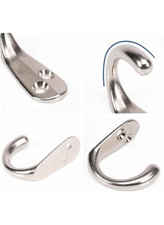 HY 5 Pcs Single Prong Robe Hook, Silvery Hooks for Hanging Coats, Metal Flat Coat Hooks Wall Mounted for Hanging Towel Hooks with 10 Screws for Bag, Hat, Cap, Scarf, Cup  - Image 3
