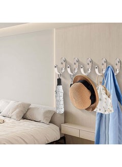 HY 5 Pcs Single Prong Robe Hook, Silvery Hooks for Hanging Coats, Metal Flat Coat Hooks Wall Mounted for Hanging Towel Hooks with 10 Screws for Bag, Hat, Cap, Scarf, Cup  - Image 5