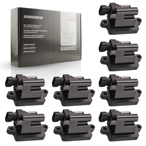 Micro Set of 8 Square Ignition Coil Pack D581 Compatible with Cadillac Chevy GMC Escalade Avalanche Silverado Tahoe Suburban Savanna Sierra Yukon 4.8L 5.3L 6.0L 8.1L Replacement for C1208 UF271 - Image 1