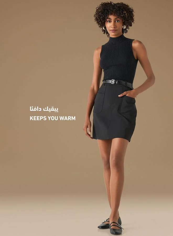 2Xtremz 2Xtremz Ribbed Sleeveless Sweater with High Neck