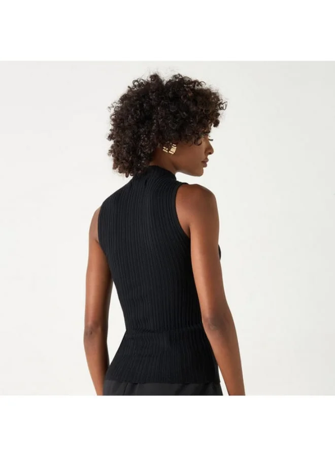 2Xtremz 2Xtremz Ribbed Sleeveless Sweater with High Neck
