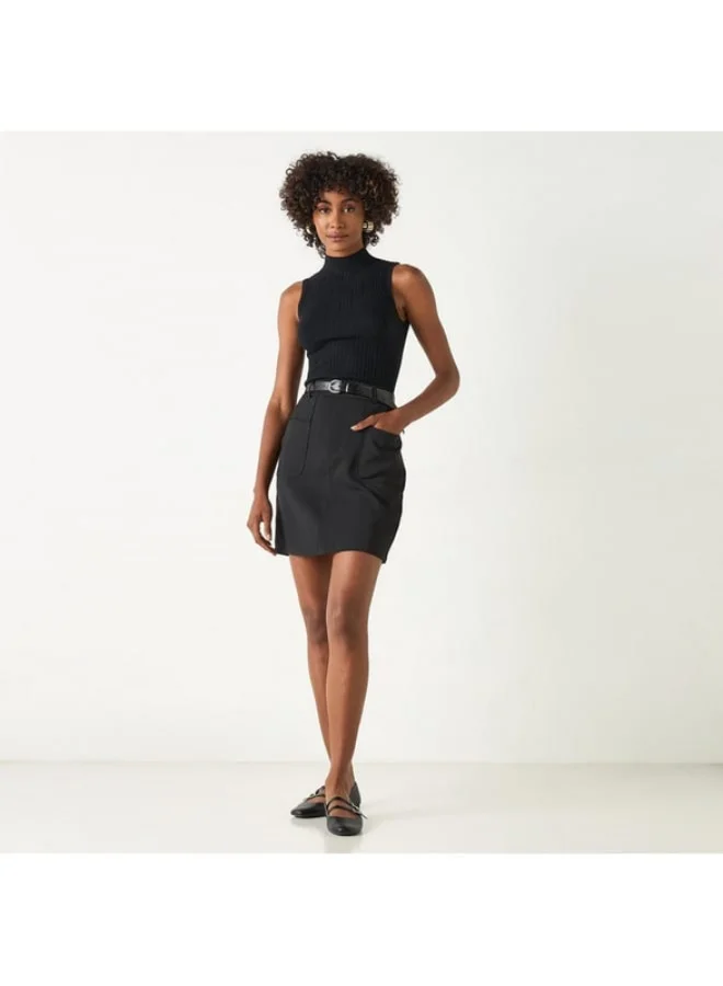 2Xtremz 2Xtremz Ribbed Sleeveless Sweater with High Neck