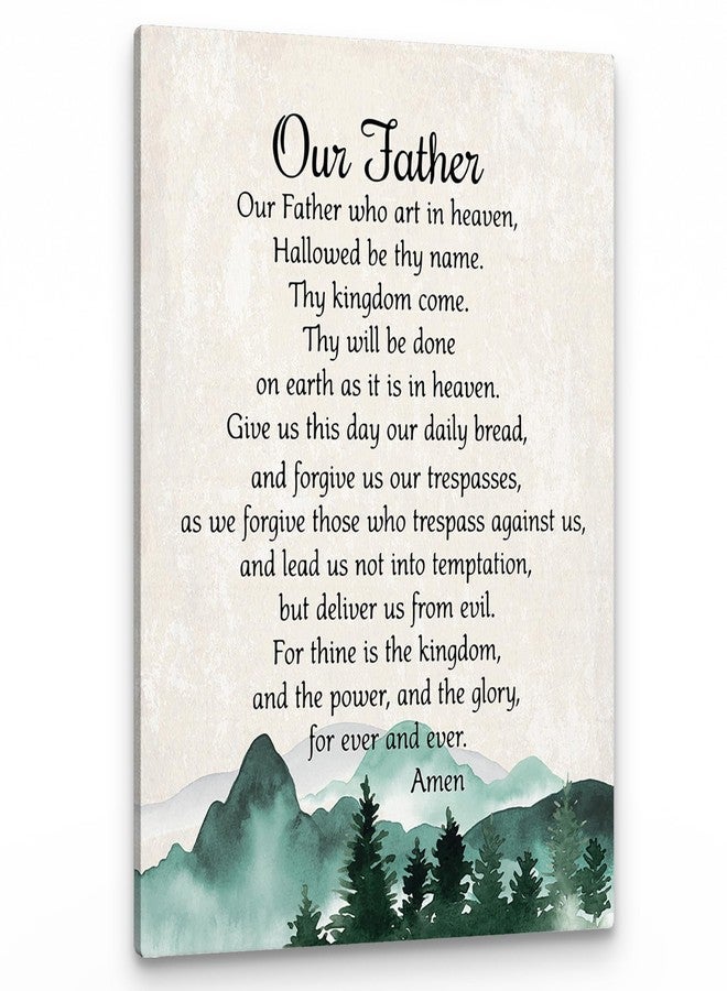 PHAMTE Our Father Prayer Wall Decor,Christian The Lords Prayer Wall Art Decor,Inspirational Quotes Bible Verse Scripture Print Framed Canvas Painting Christian Prayer Room Office Church Decor（11x14 - Image 1