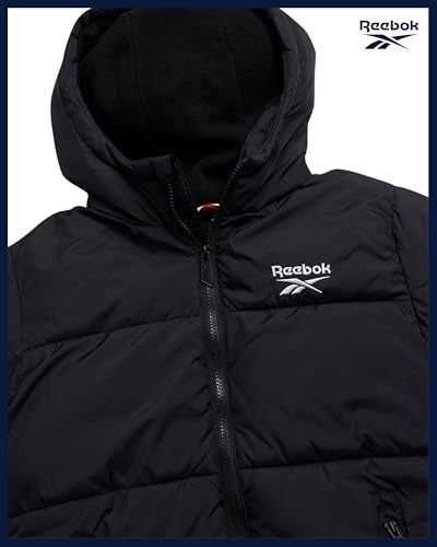 Reebok Boys Puffer Jacket - Heavyweight Water & Wind Resistant Quilted Boys Winter Coat - Fleece Insulated Kids Winter Jacket, Size 14-16, Black - Image 4