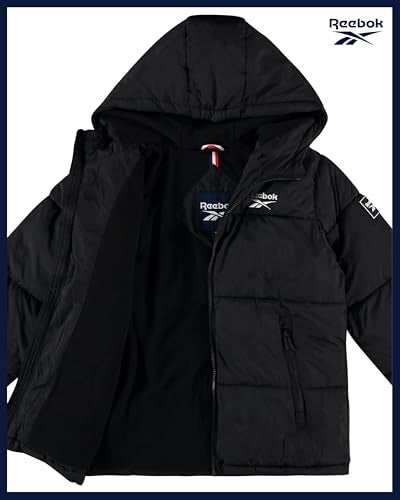 Reebok Boys Puffer Jacket - Heavyweight Water & Wind Resistant Quilted Boys Winter Coat - Fleece Insulated Kids Winter Jacket, Size 14-16, Black - Image 2