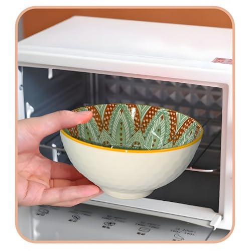 ONICORN Porcelain Dessert Bowls Gift Box Set Ceramic Bowl For Ice Cream,Soup,Rice,Snack,Side Bowl,Microwave And Dishwasher Safe - Unique Design With Grid And Wave Pattern(Green,Pack Of 4),280 ml - Image 5