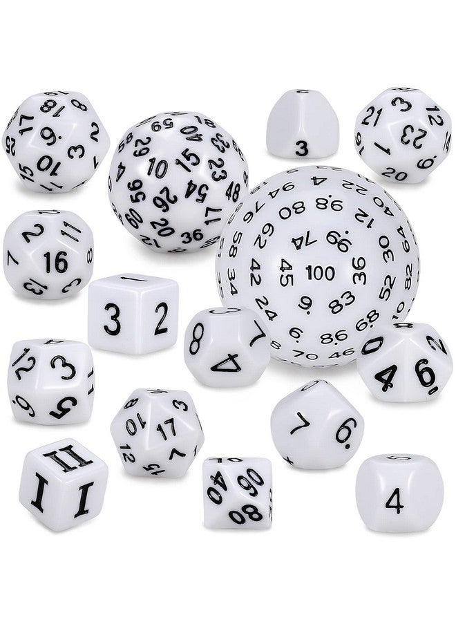 CiaraQ Dnd Polyhedral Dice Set (15Pcs) D4-D100 Game Dice With Dice Bag For Dungeons And Dragons Role Playing Table Games (White & Black) - Image 1