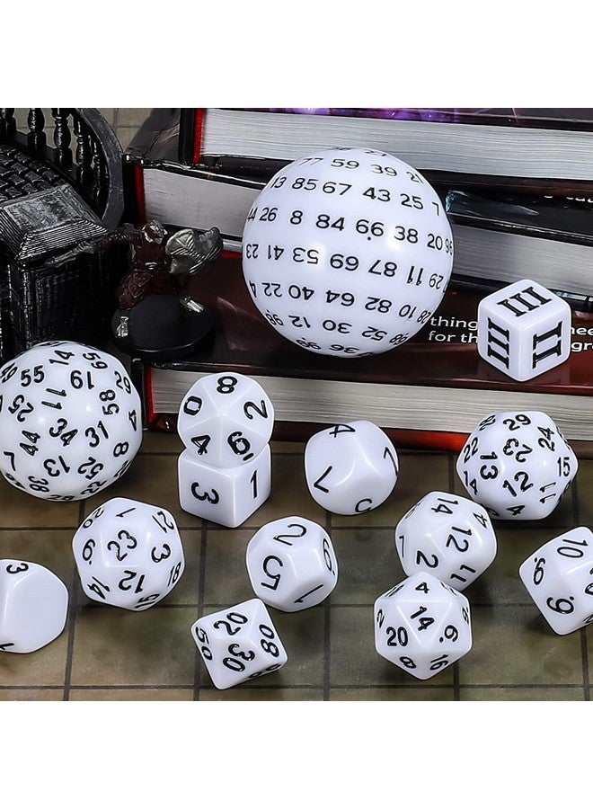 CiaraQ Dnd Polyhedral Dice Set (15Pcs) D4-D100 Game Dice With Dice Bag For Dungeons And Dragons Role Playing Table Games (White & Black) - Image 3