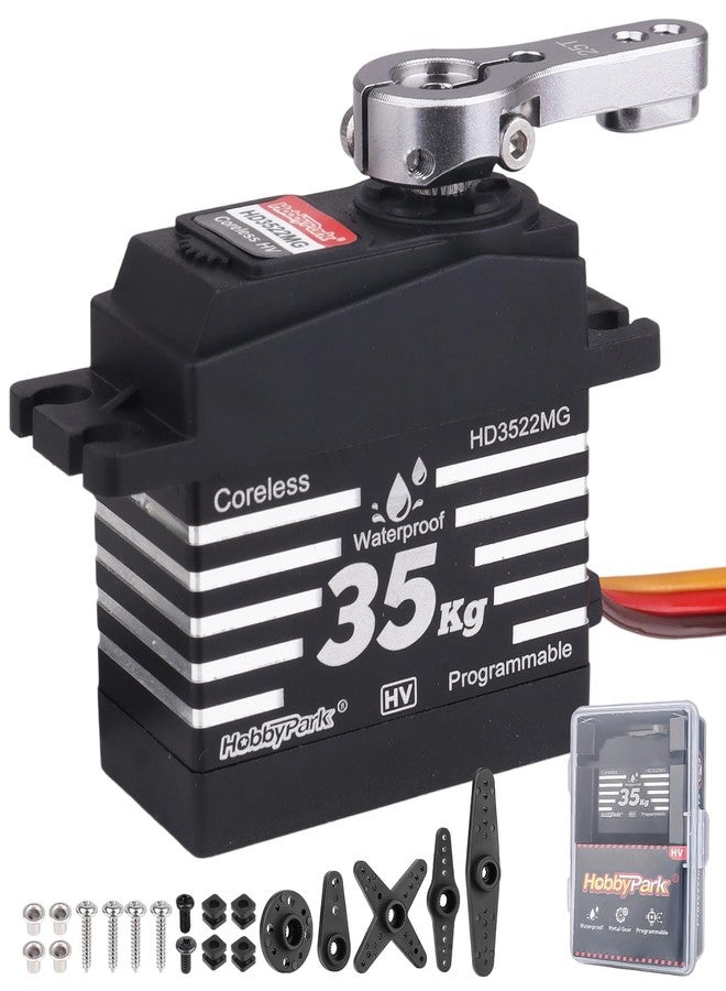 HobbyPark Waterproof 35KG Servo High Torque Metal Gear Digital Servo Motor for 1/8 1/10 1/12 RC Crawler Truck RC Car RC Basher Bashing Robot DIY Control Angle 180° HV (Coreless Motor) - Image 1