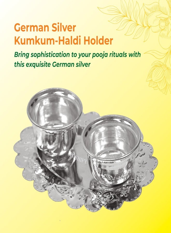 POSHIFY German Silver Kumkum-Haldi Holder, Sindoor-Turmeric, Puja Accessory, Pooja Room, Temple Decoration, Meditation, Yoga, Silverware, Puja Samagri, Diwali Gift, Wedding Gift - Image 3