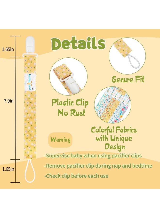 Babygoal Floral Pacifier Clips, 6 Pack Binky Paci Holder and Leash for Boys and Girls - Image 3