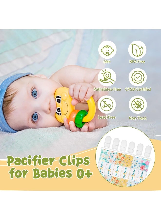 Babygoal Floral Pacifier Clips, 6 Pack Binky Paci Holder and Leash for Boys and Girls - Image 2