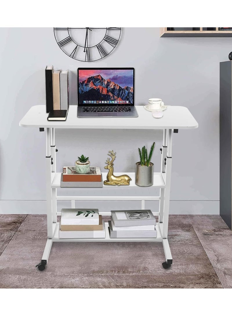 DubaiGallery Adjustable Home Office Desk Portable Study Computer Rolling Desk for Small Spaces Movable Sofa Side Bed Table on Wheels Student Small Standing Laptop Desk with Storage - Image 2