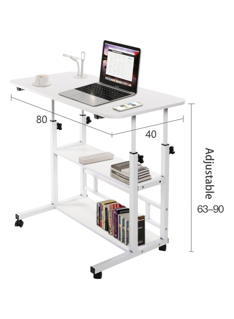 DubaiGallery Adjustable Home Office Desk Portable Study Computer Rolling Desk for Small Spaces Movable Sofa Side Bed Table on Wheels Student Small Standing Laptop Desk with Storage - Image 3