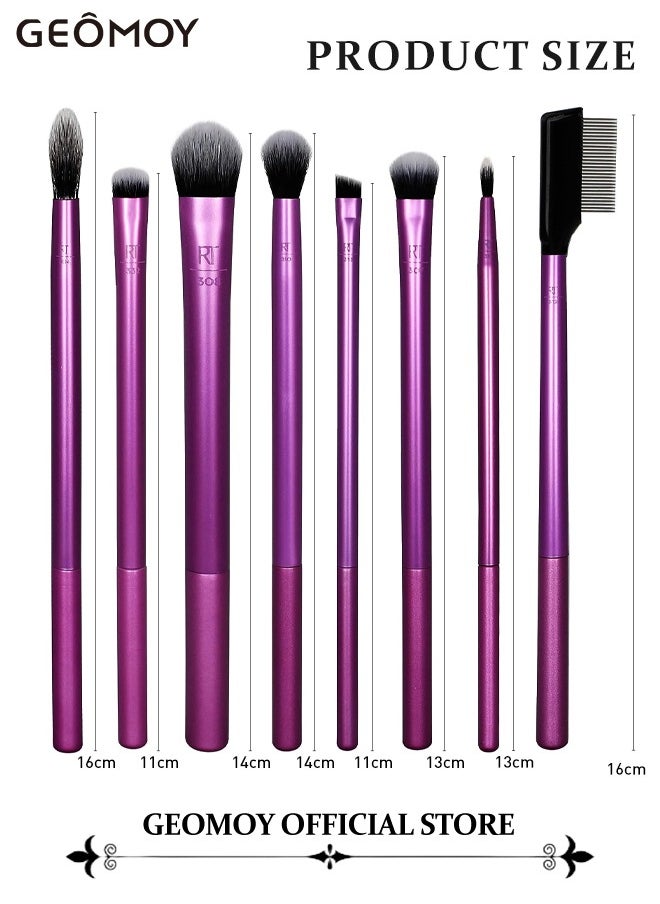 8pcs Professional Eye Makeup Brushes Eyeshadow Brush Set Premium Soft Synthetic Eyeshadow Blending Brush Kit with 4pcs Beauty Eggs Make Up Sponges