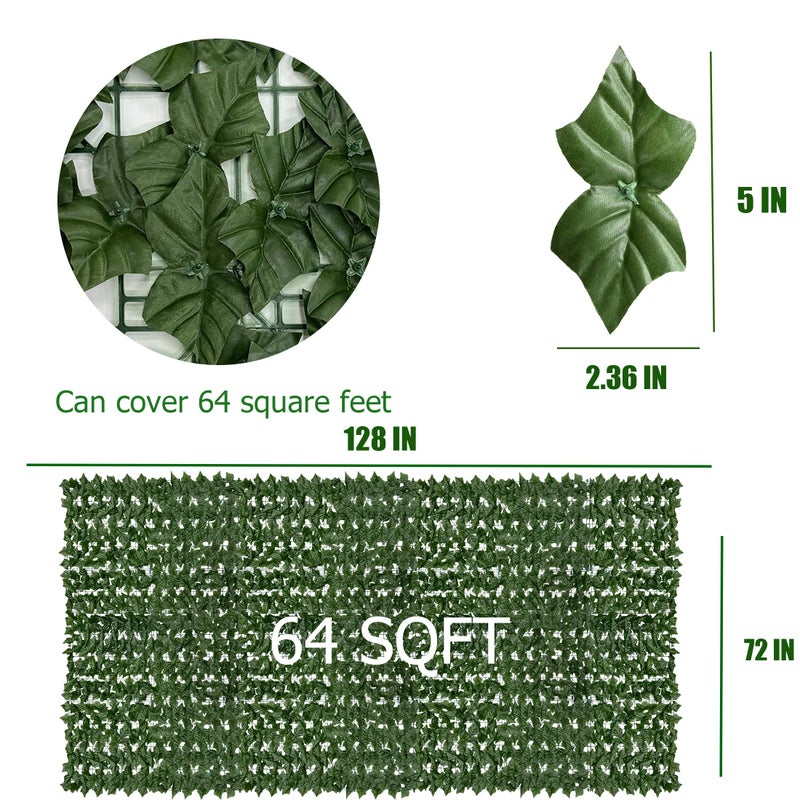 DOPGIB Artificial Ivy Privacy Fence Roll Screen,128" by 72" (64 SQFT) UV-Anti Faux Hedge Fence and Fake Ivy Vine Leaf Wall Panels for Indoor&Outdoor Green Backdrop, Garden Greenery Decor - Image 2
