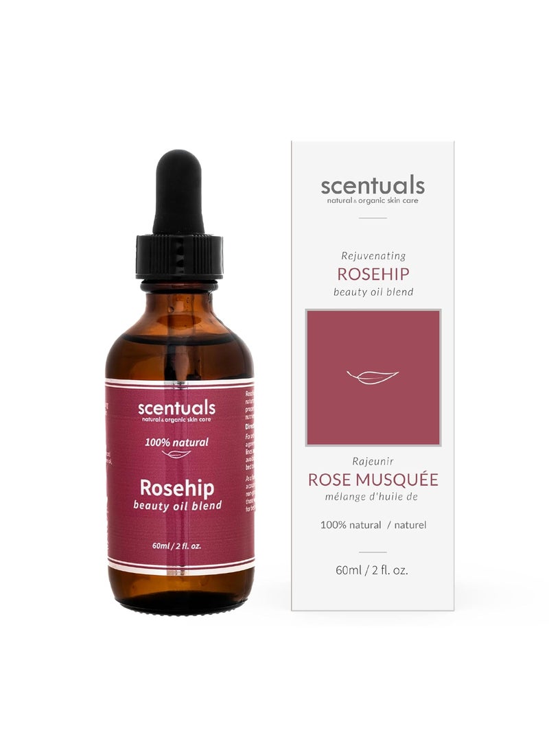 Scentuals - Rosehip Facial Oil Blend Face Moisturizer with Pure Rosehip Grapeseed Oil Apricot Oil Safflower Oil Vitamin E for Deep Hydration Protection and Versatile Anti Aging Skincare 2 floz  60 ml - Image 1