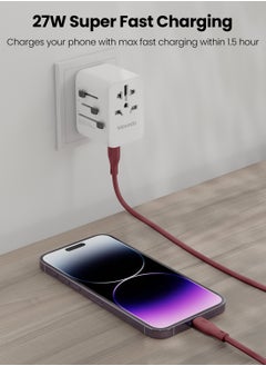 Moxedo Moxedo CavoX Pro USB-C to Lightning Silicone Cable 27W PD Fast Charge and Data Sync Compatible for iPhone 14/13/12/11 Pro Max X/XS/XR 8 7 6s Plus SE (Maroon, 1.2m)  - Image 3