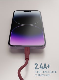 Moxedo Moxedo CavoX Pro USB-C to Lightning Silicone Cable 27W PD Fast Charge and Data Sync Compatible for iPhone 14/13/12/11 Pro Max X/XS/XR 8 7 6s Plus SE (Maroon, 1.2m)  - Image 2