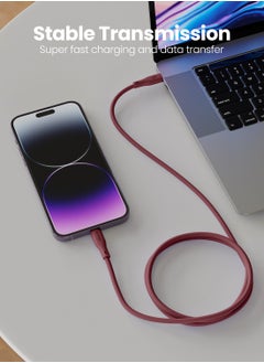 Moxedo Moxedo CavoX Pro USB-C to Lightning Silicone Cable 27W PD Fast Charge and Data Sync Compatible for iPhone 14/13/12/11 Pro Max X/XS/XR 8 7 6s Plus SE (Maroon, 1.2m)  - Image 4