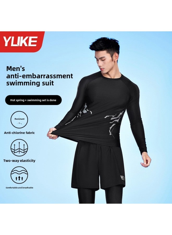 Swimsuit Men's Professional Trousers Anti-embarrassment Plus Size Swimming Trunks Sun Protection Men's Swimsuit Diving Suit Suit Wholesale-Color:Black And Gray Suit Trousers Style-Size:XL - Image 2