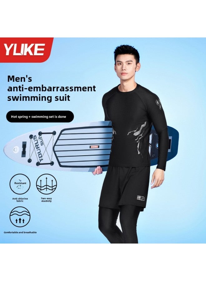 Swimsuit Men's Professional Trousers Anti-embarrassment Plus Size Swimming Trunks Sun Protection Men's Swimsuit Diving Suit Suit Wholesale-Color:Black And Gray Suit Trousers Style-Size:XL - Image 3