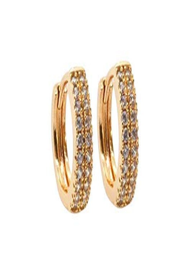 Bhumi Creation Gold Plated Cubic Zirconia CZ Modern Hoop Earrings (Bali) For Women/Girls - Image 1