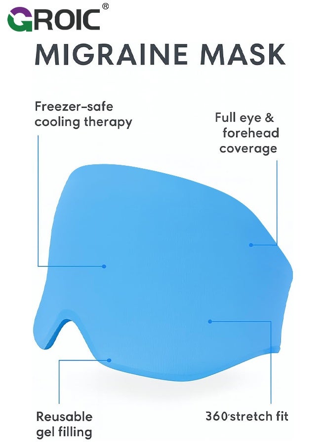 GROIC Migraine Ice Head Wrap, Gel Head Ice Pack Wrap with Hot and Cold Therapy, Headache Ice Pack Eyes Mask for Sinus, Puffy Eyes, Tension and Stress Relief (Single Layer 260g) - Image 2