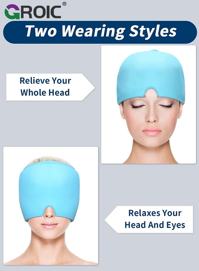 GROIC Migraine Ice Head Wrap, Gel Head Ice Pack Wrap with Hot and Cold Therapy, Headache Ice Pack Eyes Mask for Sinus, Puffy Eyes, Tension and Stress Relief (Single Layer 260g) - Image 3