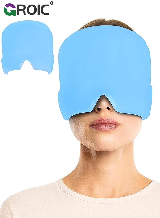 GROIC Migraine Ice Head Wrap, Gel Head Ice Pack Wrap with Hot and Cold Therapy, Headache Ice Pack Eyes Mask for Sinus, Puffy Eyes, Tension and Stress Relief (Single Layer 260g) - Image 1
