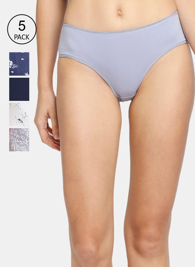 Red Rose RedRose Women Pack Of 5 Printed Hipster Briefs - Assorted Colors - Image 1