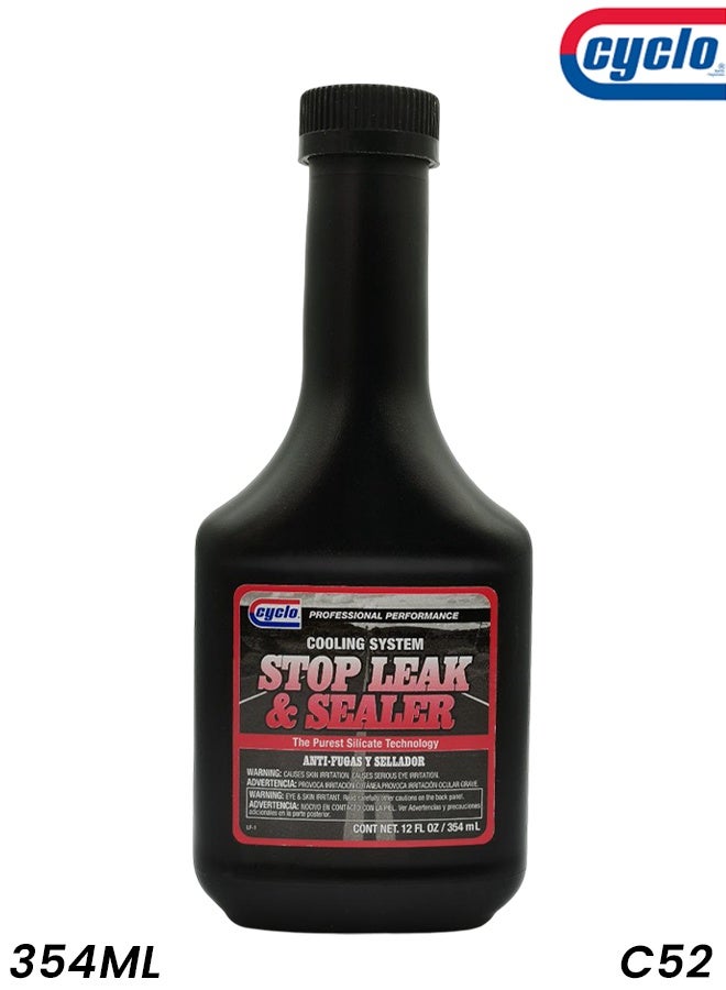 Cyclo Cooling System Stop Leak & Sealer, 12 fl oz / 354 mL, for Radiator/Engine Block Hairline Cracks, Anti-Fugas, Professional Performance Silicate Technology, C52 - Image 1