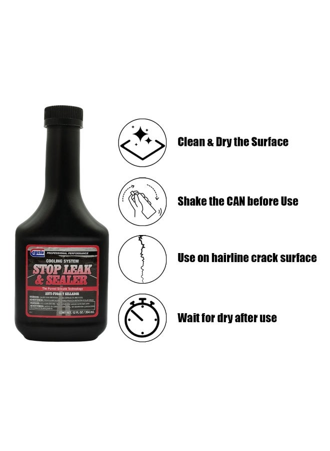 Cyclo Cooling System Stop Leak & Sealer, 12 fl oz / 354 mL, for Radiator/Engine Block Hairline Cracks, Anti-Fugas, Professional Performance Silicate Technology, C52 - Image 4