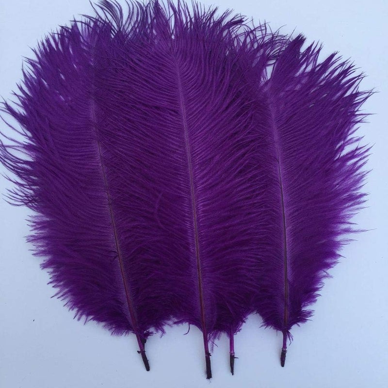 Shekyeon Purple 10-12inch 25-30cm Ostrich Feather Home Decoration DIY Craft Pack of 10 - Image 2