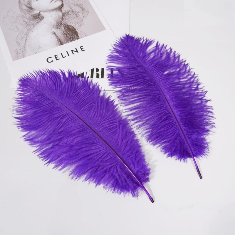 Shekyeon Purple 10-12inch 25-30cm Ostrich Feather Home Decoration DIY Craft Pack of 10 - Image 5