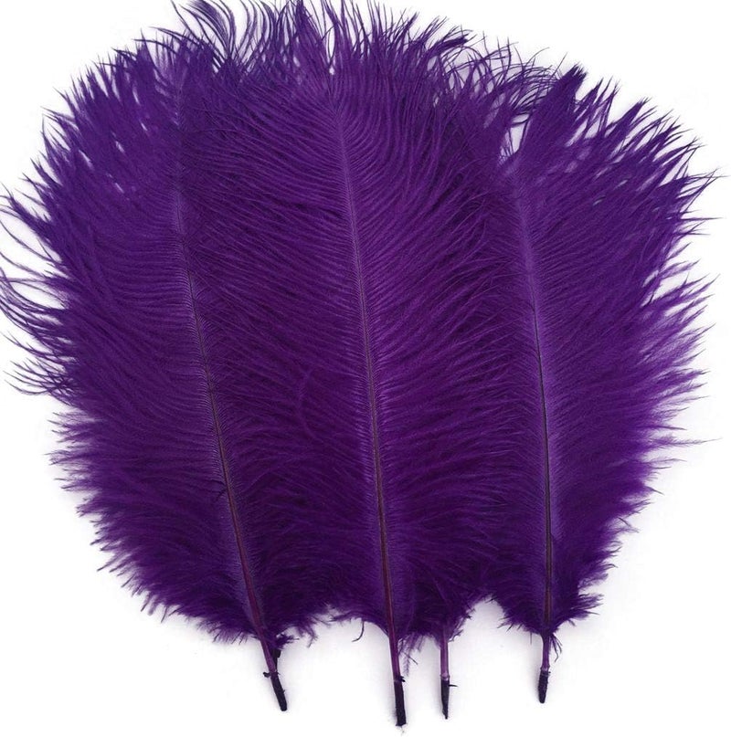 Shekyeon Purple 10-12inch 25-30cm Ostrich Feather Home Decoration DIY Craft Pack of 10 - Image 1