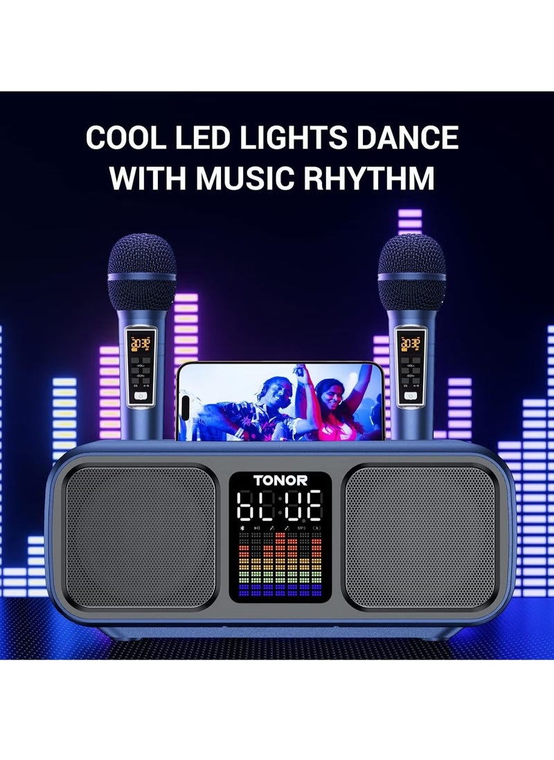 TONOR K9 Karaoke Machine – Powerful Bluetooth Speaker with 2 Wireless Microphones, LED Lights & PA System for Home, Weddings & Outdoor Parties, USB/TF/AUX Compatible, Works with Android, iPad, TV & PC  - Image 4