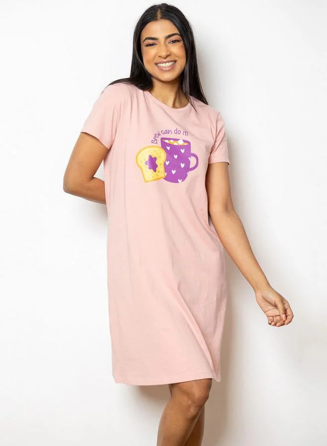 Aadaraya Aadaraya Graphic Print Round Neck Sleepshirt