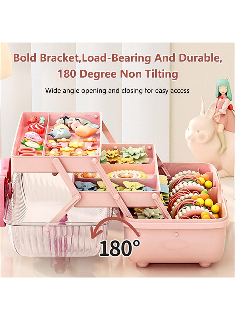 Jewelry Box for Girls, Cosmetics Storage Box, Little Girl Hair Accessory Display Case, Cute Lockable Jewelry Organizer Container for Hairpin Barrette, Practical Travel Gift for Girls & Women